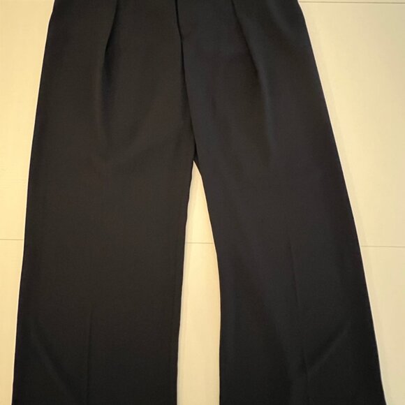 Navy Double-Faced Georgette Wide-Leg Pant - Picture 12 of 13